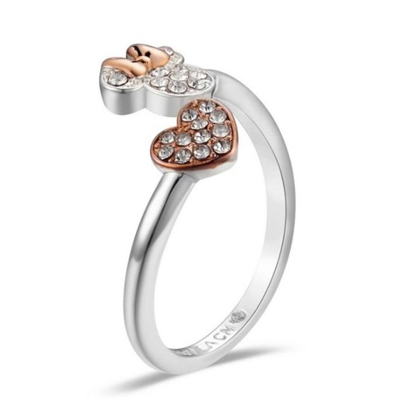 Disney Minnie Mouse Pave Crystals Heart Bypass Ring Jewelry Accessories - Picture 3 of 5